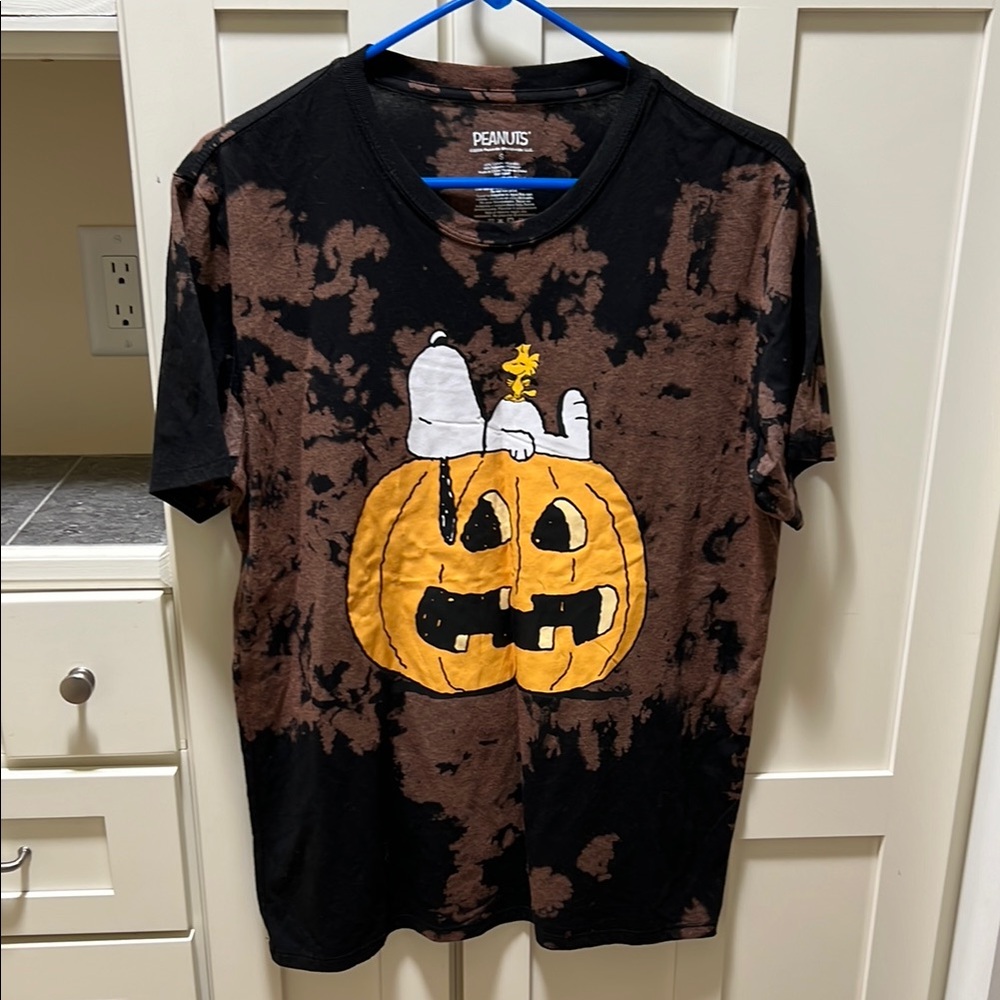 Peanuts tie dye T-Shirt with Pumpkin snoopy print - Black and Brown